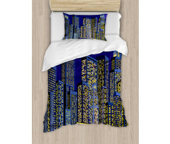 Cityscape Square Blue Duvet Cover Set