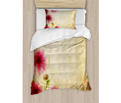 Retro Flowers Grungy Old Duvet Cover Set