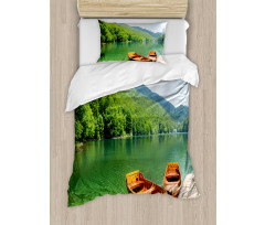 Boats Lake Forest Serene Duvet Cover Set