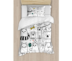 Sketchy Cats with Toys Duvet Cover Set