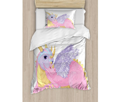 Lady Dragon Posing Duvet Cover Set