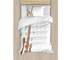 Doodle Style Guitar Art Duvet Cover Set