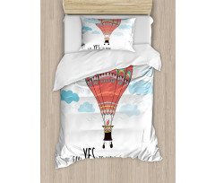 Words Hot Air Balloon Duvet Cover Set