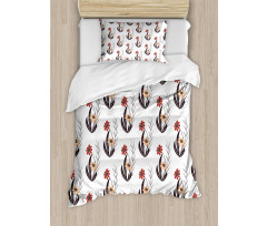 Red and Orange Flowers Duvet Cover Set