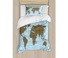 Map with Waves Duvet Cover Set