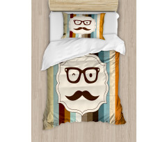Man Moustache Glasses Duvet Cover Set