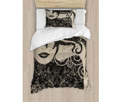 Woman with Cool Posing Duvet Cover Set