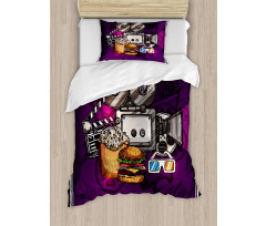 Burgers Popcorns Cinema Duvet Cover Set