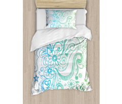 Ombre Sketchy Floral Duvet Cover Set