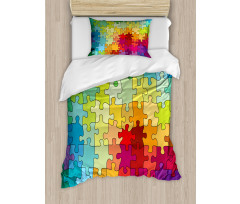Colored Hobby Puzzle Duvet Cover Set