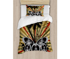 Palm Trees Music Party Duvet Cover Set