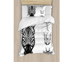 Safari Wildlife Sketch Duvet Cover Set