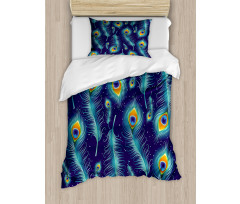 Peacock Bird Feathers Duvet Cover Set