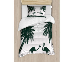 Flamingos and Palm Trees Duvet Cover Set