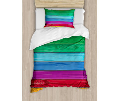 Colorful Wood Stripes Duvet Cover Set