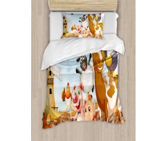 Animals in Farm Artwork Duvet Cover Set