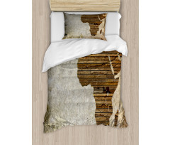 Wooden Plank Map Duvet Cover Set