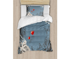 Grunge Rose Petal Heart Duvet Cover Set