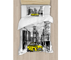 Cab in New York City Duvet Cover Set