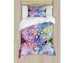 Myhtical Horses Floral Duvet Cover Set