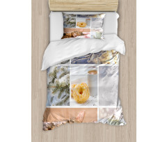 Snow Cat Coffee Donuts Duvet Cover Set