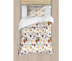 Croissant Bagels Coffee Duvet Cover Set