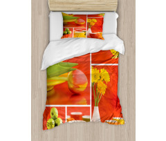 Coffee Cups Tulips Apples Duvet Cover Set