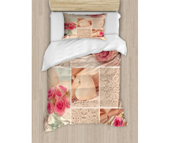 Old Roses Lace Flowers Duvet Cover Set