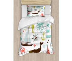 Pastel Marine Elements Duvet Cover Set