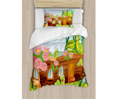 Worms in Wooden Tree Duvet Cover Set