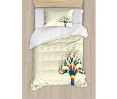 Colorful Tree and the Leaf Duvet Cover Set