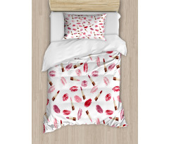 Lipstick Kiss Makeup Duvet Cover Set