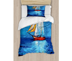 Sail Boat Art Picture Duvet Cover Set