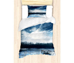 Blue Mountain Lake Scene Duvet Cover Set