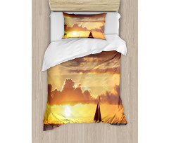 Boat in Sewith Sunset Duvet Cover Set