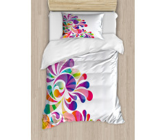 Curvy Floral Design Duvet Cover Set