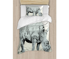 Rhinoceros Art Duvet Cover Set