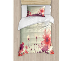 Vintage Cosmos Plant Sky Duvet Cover Set