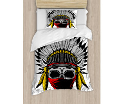 Skull with Feathers Veil Duvet Cover Set