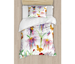 Flower Butterfly Bug Duvet Cover Set