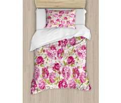 Peonies and Leaf Floral Duvet Cover Set