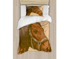 Engraving Horse Head Duvet Cover Set