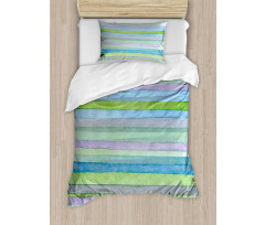 Watercolor Stripes Artwork Duvet Cover Set