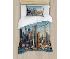 NYC Skyline River Scenery Duvet Cover Set