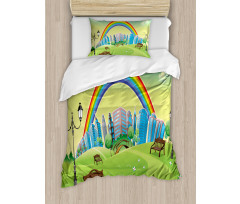 Rainbow Beams Flowers Duvet Cover Set