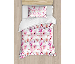 Watercolor Spring Blooms Duvet Cover Set