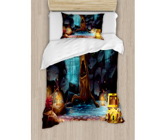 Cartoon Cave Treasure Duvet Cover Set