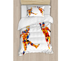 Colorful Footballers Duvet Cover Set