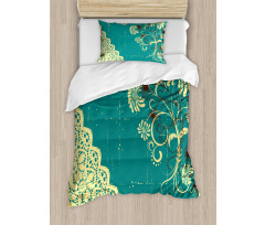 Retro Flora Lace Frame Duvet Cover Set