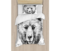 Grizzly Bear Ink Sketch Duvet Cover Set